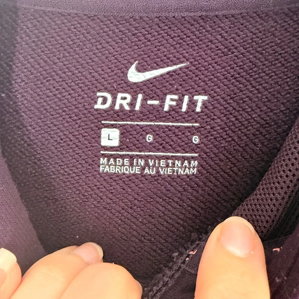 Nike‎ Spellout Dri-Fit Hoodie French Terry Plum Sweatshirt (LG) Casual Basics